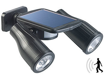Lunartec Solar-Strahler mit 2 LED-Lampen und PIR-Sensor, Versandrückläufer