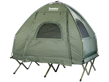 Campingbett mit Zelt