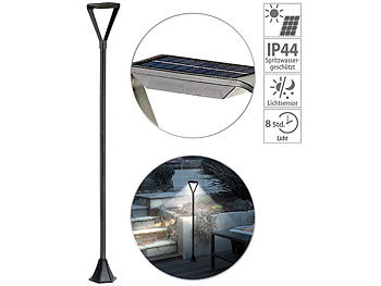 Stehlampen: Royal Gardineer Moderne Design-LED-Gartenlaterne, Solarpanel, Lichtsensor, 148cm, 50lm