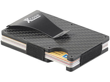 Kreditkartenetui Carbon Slim Metall Kredit-Karten Geldklammer Clip Blocker RFID 