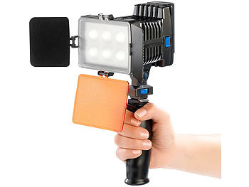 Foto und Videoleuchte: Somikon Profi LED-Videoleuchte, regelbare Lichtintensität, Akku, 15 W, 1070 lm