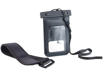 Somikon Wasserdichte Smartphone-Tasche mit Kopfhörer-Eingang bis 3,5 Zoll