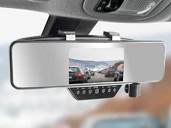 NavGear HD-Rückspiegel-Dashcam & Freisprecheinrichtung mit Bluetooth, G-Sensor
