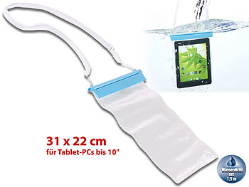 Tasche wasserdicht: Somikon Wasserdichte Universal-Hülle für iPads & Tablet-PCs bis 25,4 cm / 10"