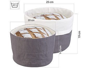 Brot-Aufbewahrungsboxen: Rosenstein & Söhne 2er-Set Brotkörbe aus 100% Baumwolle,  Ø 20 cm und Ø 25 cm