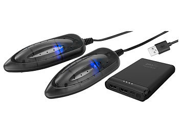 revolt Portabler USB-Schuhtrockner mit UV-Licht und kompakter USB-Powerbank