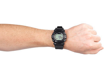 newgen medicals Wasserdichte Herren-Armband-Uhr mit Alarm-Funktion, IP67