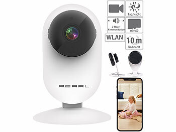 WLAN Kamera: PEARL Full-HD-IP-Kamera, Bewegungserkennung, Nachtsicht & microSD-Aufnahme