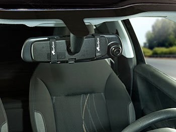 NavGear HD-Rückspiegel-Dashcam mit G-Sensor, 10,9-cm-Display & Rückfahr-Kamera