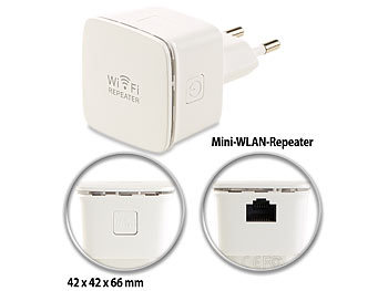 Mini Accesspoint: 7links Mini-WLAN-Repeater WLR-350.sm mit Access-Point & WPS-Knopf, 300 Mbit/s