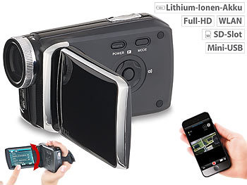 Video Cam: Somikon Full-HD-Camcorder mit 7,6-cm-Touch-Display (3"), WLAN, App-Steuerung