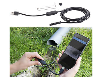 Somikon USB-HD-Endoskop-Kamera für PC und OTG-Android-Smartphone, 2 m, IP67