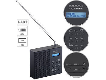 Kofferradio DAB: VR-Radio Digitales DAB+/FM-Radio mit Akku, Dual-Wecker, RDS, LCD-Display, Timer