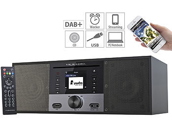 VR-Radio Stereo-Internetradio m. CD-Player, DAB+/FM, Farbdisplay, Wecker, 32 W