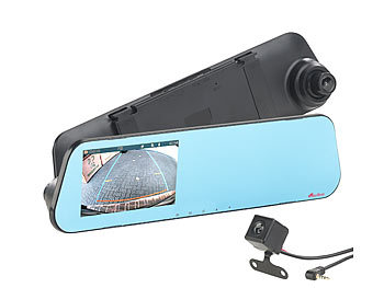 NavGear HD-Rückspiegel-Dashcam mit Rückfahrkamera und 10,9-cm-Display (4,3")