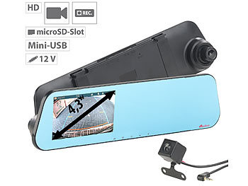 NavGear HD-Rückspiegel-Dashcam mit Rückfahrkamera (Versandrückläufer)