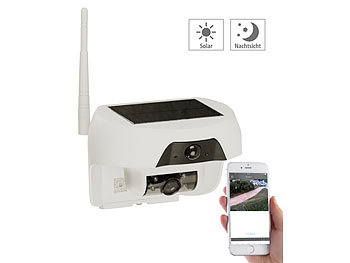 WLAN Kamera Solar: VisorTech HD-IP-Kamera mit Akku & Solar-Panel, Bewegungssensor, Nachtsicht, IP55