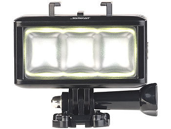 Somikon Unterwasser-LED-Licht für Action-Cams, 360 lm, 3 W, 900 mAh-Akku, IPX8