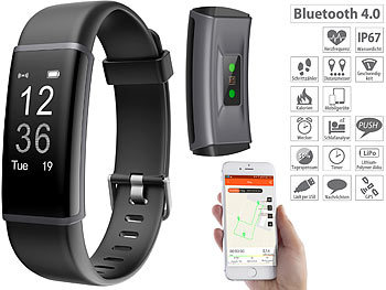 Smartwatch wasserdicht: PEARL Fitness-Armband, GPS-Streckenverlauf, Puls, IP67 (Versandrückläufer)
