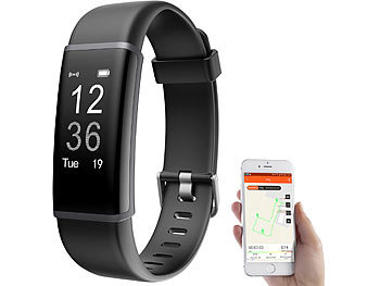 PEARL Fitness-Armband, GPS-Streckenverlauf, Puls, 13 Sportarten, App, IP67