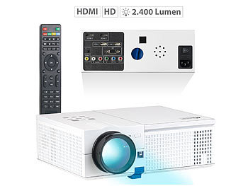LED-LCD-Beamer mit Media-Player, 1280 x 800 Pixel (HD) und 2.400 Lumen / Beamer