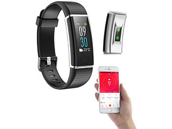 PEARL Fitness-Armband, GPS-Streckenverlauf, Puls, XL-Farb-Display, App, IP67
