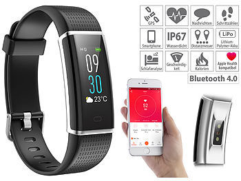 Fitness-Armband, GPS-Streckenverlauf, Puls, XL-Farb-Display, App, IP67 / Smartwatch