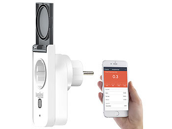 Strommesser: Luminea Home Control Smarte WLAN-Outdoor-Steckdose, Energiekostenmesser, App, IP44