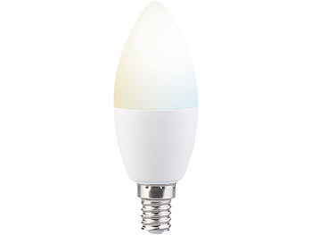 Luminea Home Control WLAN-LED-Lampe, für Siri, Alexa & Google Assistant, E14, weiß (CCT), F