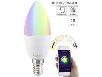 Luminea 3er-Set WLAN-LED-Lampen E14, RGB+W, kompatibel zu Amazon Alexa