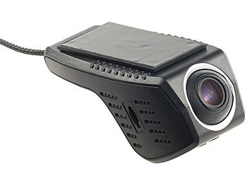 NavGear Unauffällige Full-HD-Dashcam, VGA-Rückfahrkamera, WLAN, G-Sensor, App