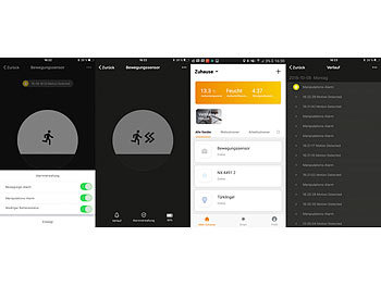 Luminea Home Control 3er-Set WLAN-PIR-Bewegungsmelder mit App, weltweite Benachrichtigung