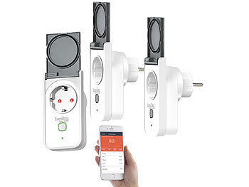 Handys Smarthomes Smarte Living Sprachsteuerung Alexa Google Assistant Kabellose: Luminea Home Control 3er-Set WLAN-Outdoor-Steckdosen, App, Sprachsteuerung, 16 A, IP44