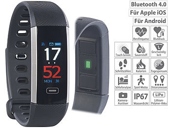 Uhr Blutdruck: newgen medicals Fitness-Armband mit Farbdisplay, (Versandrückläufer)