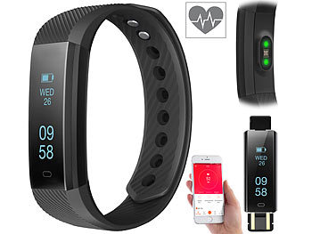 newgen medicals Fitness-Armband m. Bluetooth, Benachrichtigung, Pulsmesser, OLED, IP67