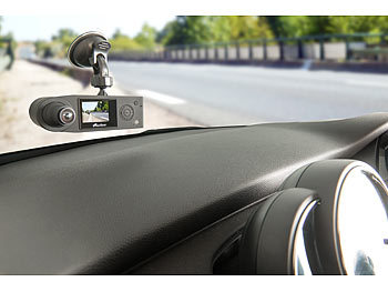 Full-HD-Dashcam mit 2 Kameras für 360°-Panorama-Sicht Dashcam 360 Grad NavGear Auto Kamera G-Sensor