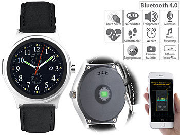 simvalley Mobile Smartwatch mit Herzfrequenz-Messung, Bluetooth 4.0, für iOS & Android
