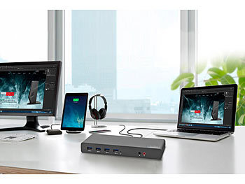 Xystec USB-C-Dockingstation mit USB 3.1, DisplayPort, HDMI & Dual-4K-Support