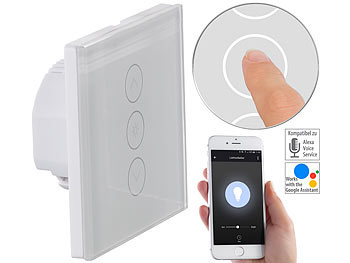Touch Schalter: Luminea Home Control Touch-Lichtschalter & Dimmer, komp. zu Amazon Alexa & Google Assistant