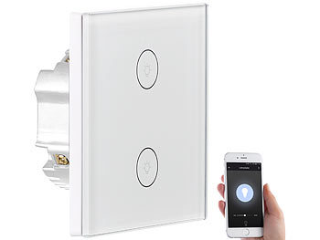 Luminea Home Control 2er-Set Touch-Doppel-Lichttaster, komp. zu Alexa & Google Assistant