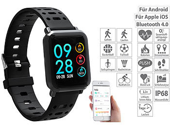 newgen medicals Fitness-Uhr SW-320.hr mit Herzfrequenz-Anzeige, Bluetooth, IP68