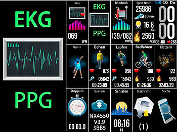 newgen medicals Fitness-Armband, Blutdruck-/Herzfrequenz-/EKG-Anzeige, Bluetooth, App