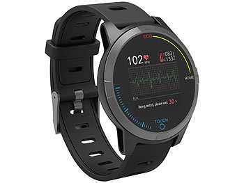 newgen medicals Fitness-Uhr mit Bluetooth, Herzfrequenz- und EKG-Anzeige, App, IP67