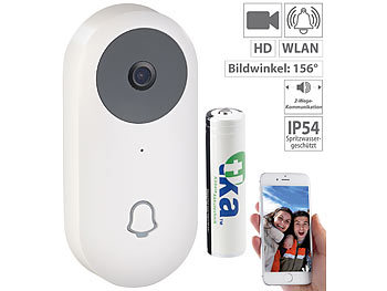 WiFi Klingel mit Kamera: Somikon WLAN-HD-Video-Türklingel mit App, Gegensprechen, inkl. Akku