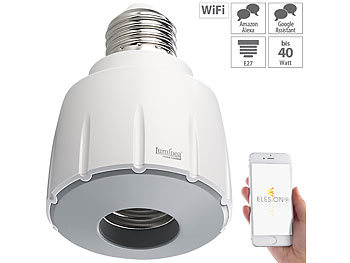 Funklampenfassung: Luminea Home Control Smarte WLAN-E27-Lampenfassung, für Amazon Alexa & Google Assistant