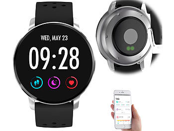 newgen medicals Fitness-Uhr mit Herzfrequenz-Messung, Bluetooth, Versandrückläufer