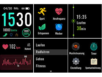newgen medicals Fitness-Uhr, Touch-Screen & Herzfrequenz-Anzeige, Versandrückläufer