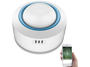 Luminea Home Control WLAN-Temperatur- & Luftfeuchtigkeits-Sensor, 7-Tage-Datenspeicher, App