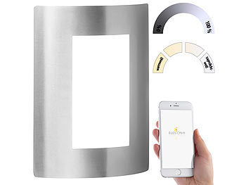 Luminea Home Control LED-Außenleuchte für Amazon Alexa & Google Assistant, 600 lm, silbern