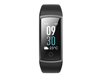 newgen medicals Fitness-Armband mit Puls- & Blutdruck-Anzeige, App, Farb-Display, IP68